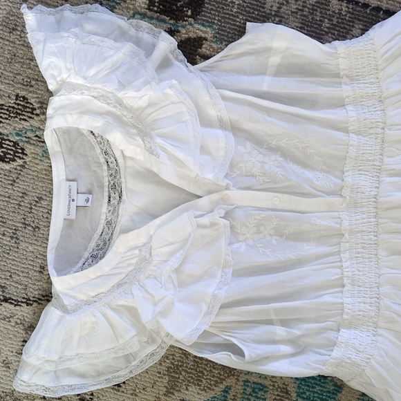 LoveShackFancy Target Penelope White Ruffle Embroidered Cotton Mini Dress 2X - Picture 11 of 15